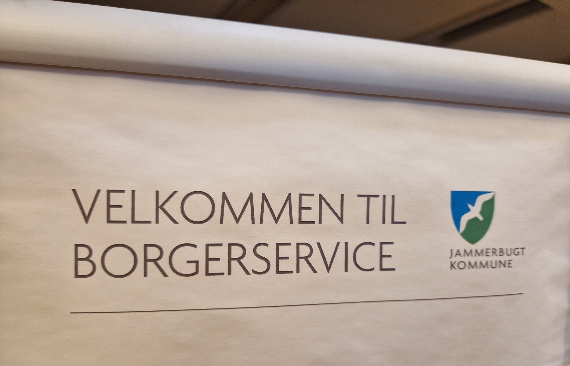Skilt med teksten Velkommen til Borgerservice