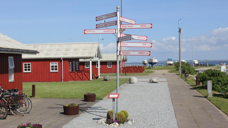 Skilte stander med afstande til kendte byer